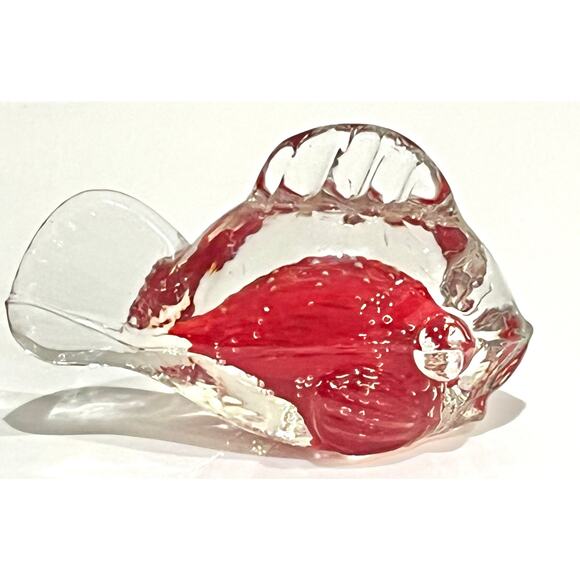 Norcrest Handblown Fish Art Glass Red Control Bubble PAPERWEIGHT Japan 4” Figure - Picture 5 of 7